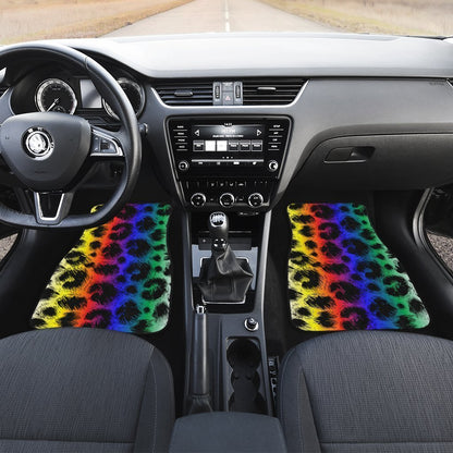Cheetah Print Car Floor Mats Custom Rainbow Color Car Accessories
