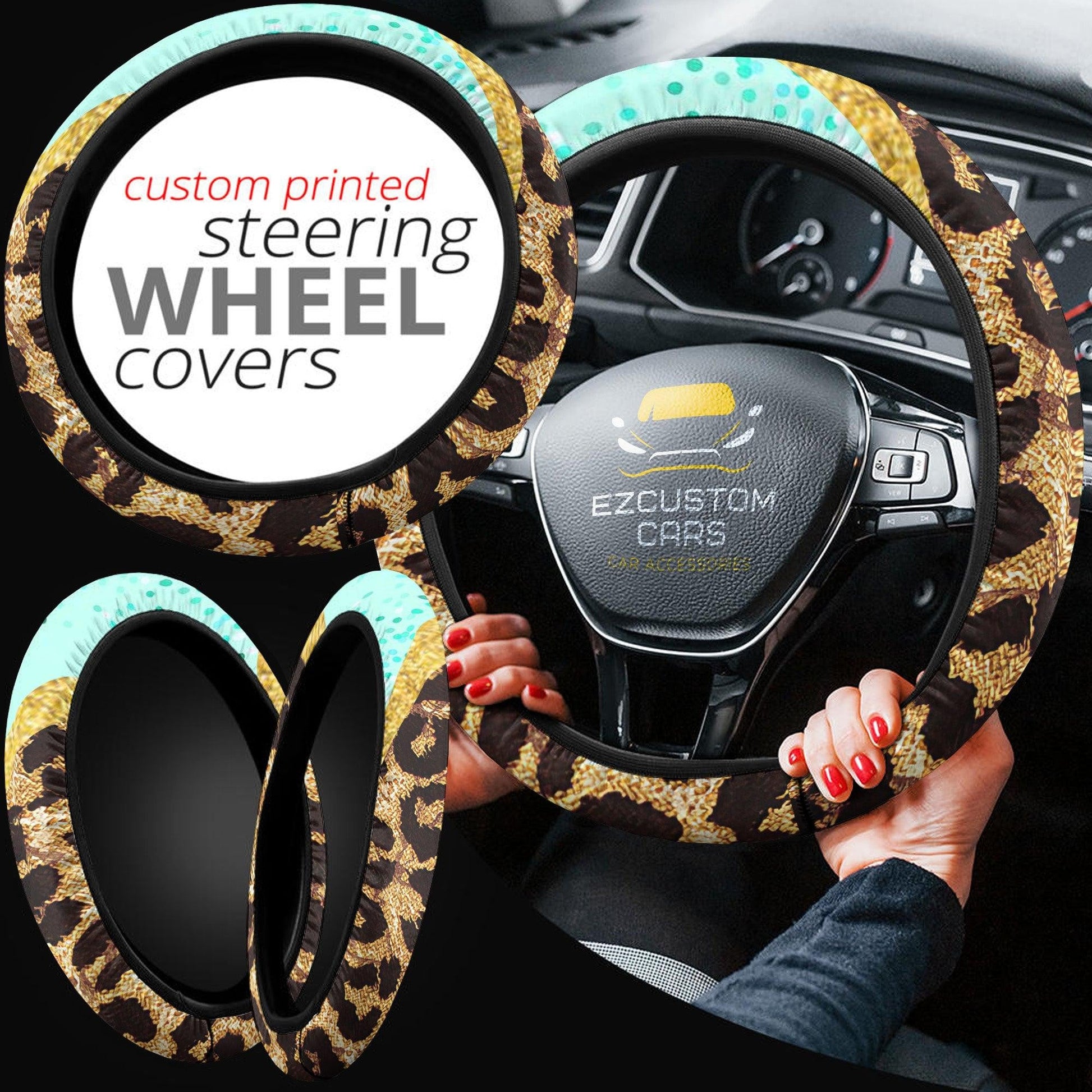 Cheetah Skin Anime Steering Wheel Cover Custom Cheetah Car Accessories