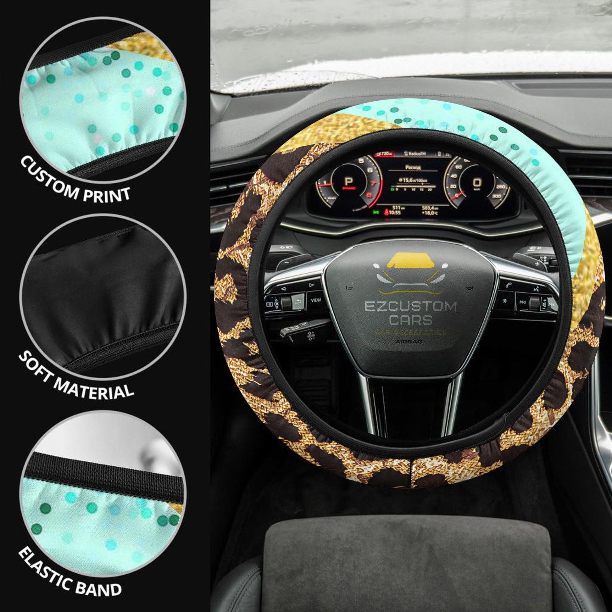 Cheetah Skin Anime Steering Wheel Cover Custom Cheetah Car Accessories