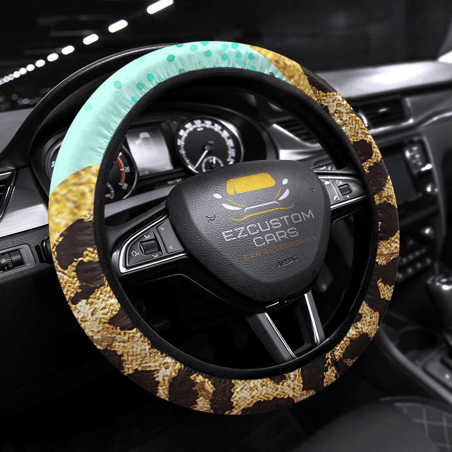Cheetah Skin Anime Steering Wheel Cover Custom Cheetah Car Accessories