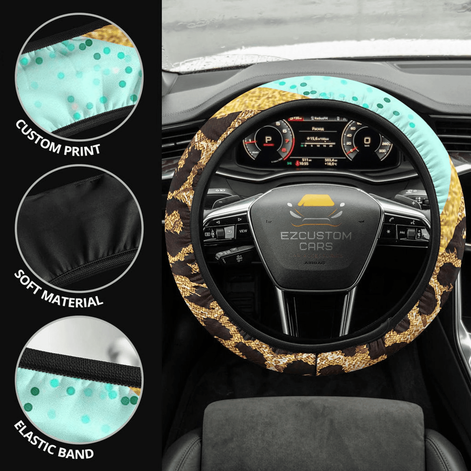 Cheetah Skin Anime Steering Wheel Cover Custom Cheetah Car Accessories
