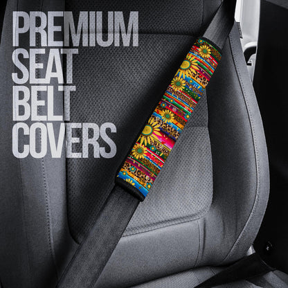 Cheetah Sunflower Car Seat Belt CoversCustom Car Interior Accessories Perfect Gift