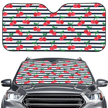 Cherry Striped Pattern Print Car Windshield Sun Shade