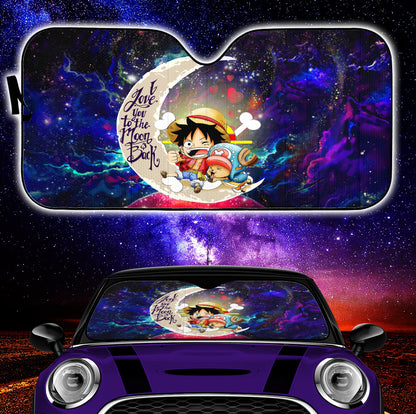 Chibi Luffy And Chopper One Piece Anime Love You To The Moon Galaxy Car Auto Sunshades