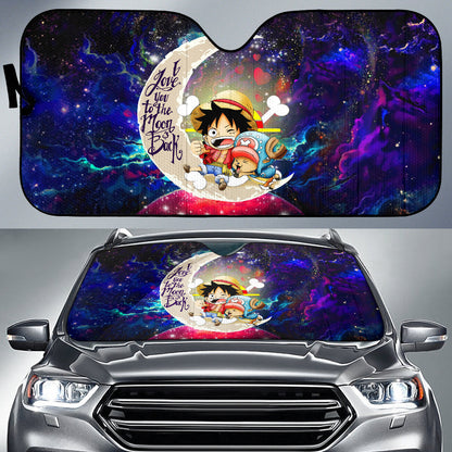 Chibi Luffy And Chopper One Piece Anime Love You To The Moon Galaxy Car Auto Sunshades
