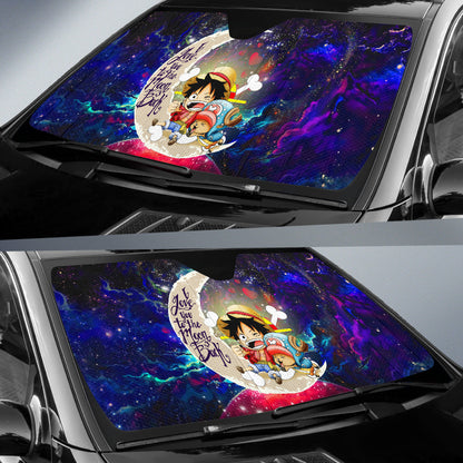 Chibi Luffy And Chopper One Piece Anime Love You To The Moon Galaxy Car Auto Sunshades
