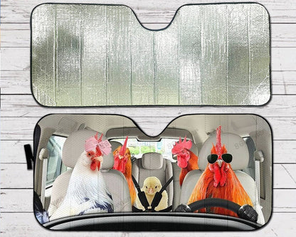 Chicken Family Driving Car Auto Sunshades