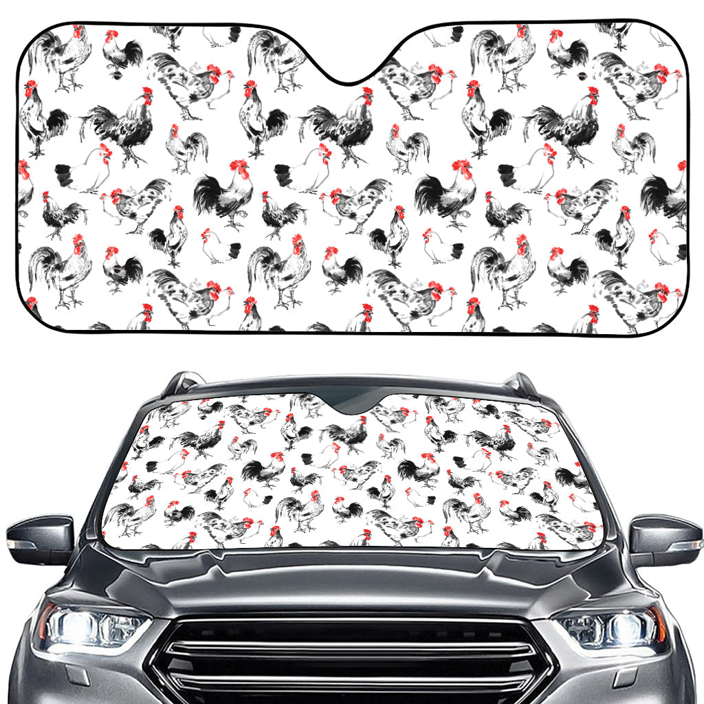 Chicken Ink Painting Pattern Print Car Windshield Sun Shade