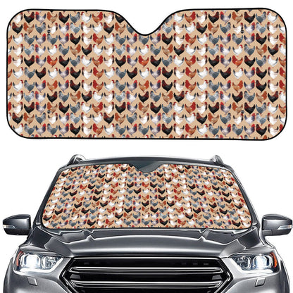 Chicken Painting Pattern Print Car Windshield Sun Shade