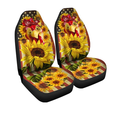 Chicken Sunflower Car Seat Covers Custom US Flag Car Accessories