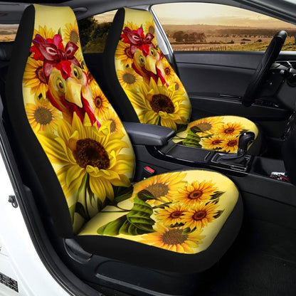 Chicken Sunflower Custom Car Seat Covers Animal Farm Car Accessories