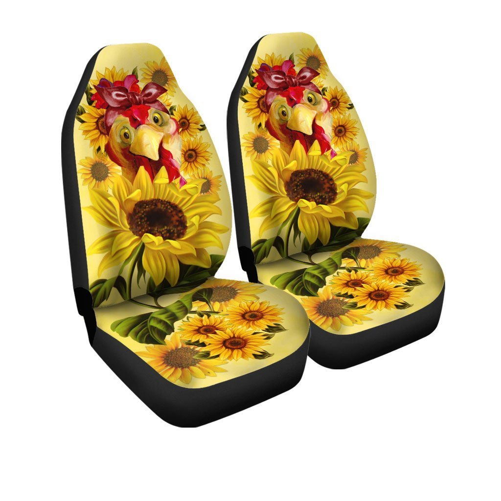 Chicken Sunflower Custom Car Seat Covers Animal Farm Car Accessories