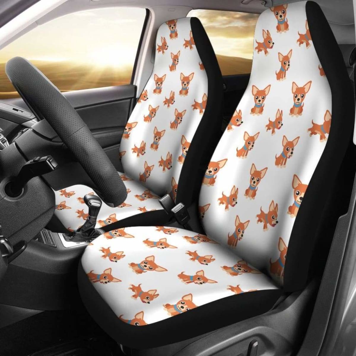 Chihuahua Cartoon White Car Seat Cover Universal Fit 052512