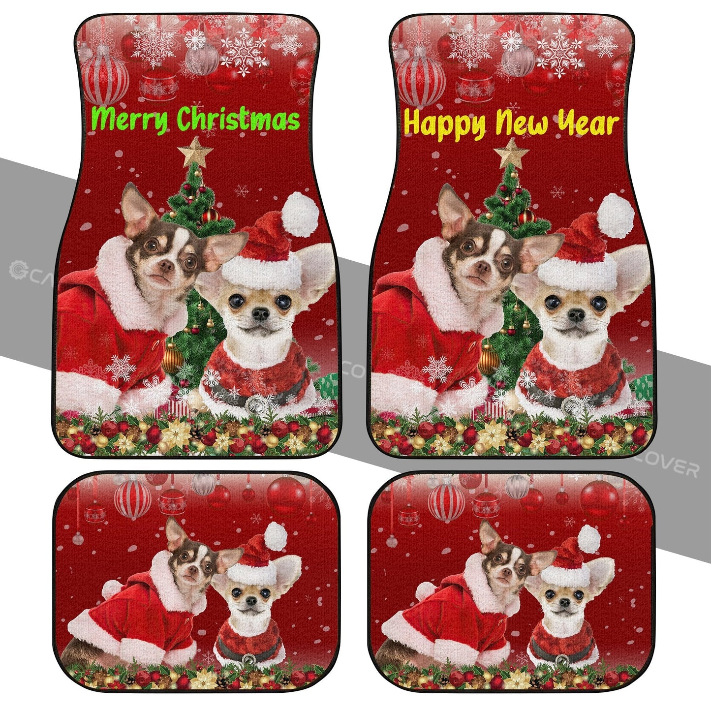 Chihuahuas Christmas Car Floor Mats Custom Car Accessories For Dog Lovers
