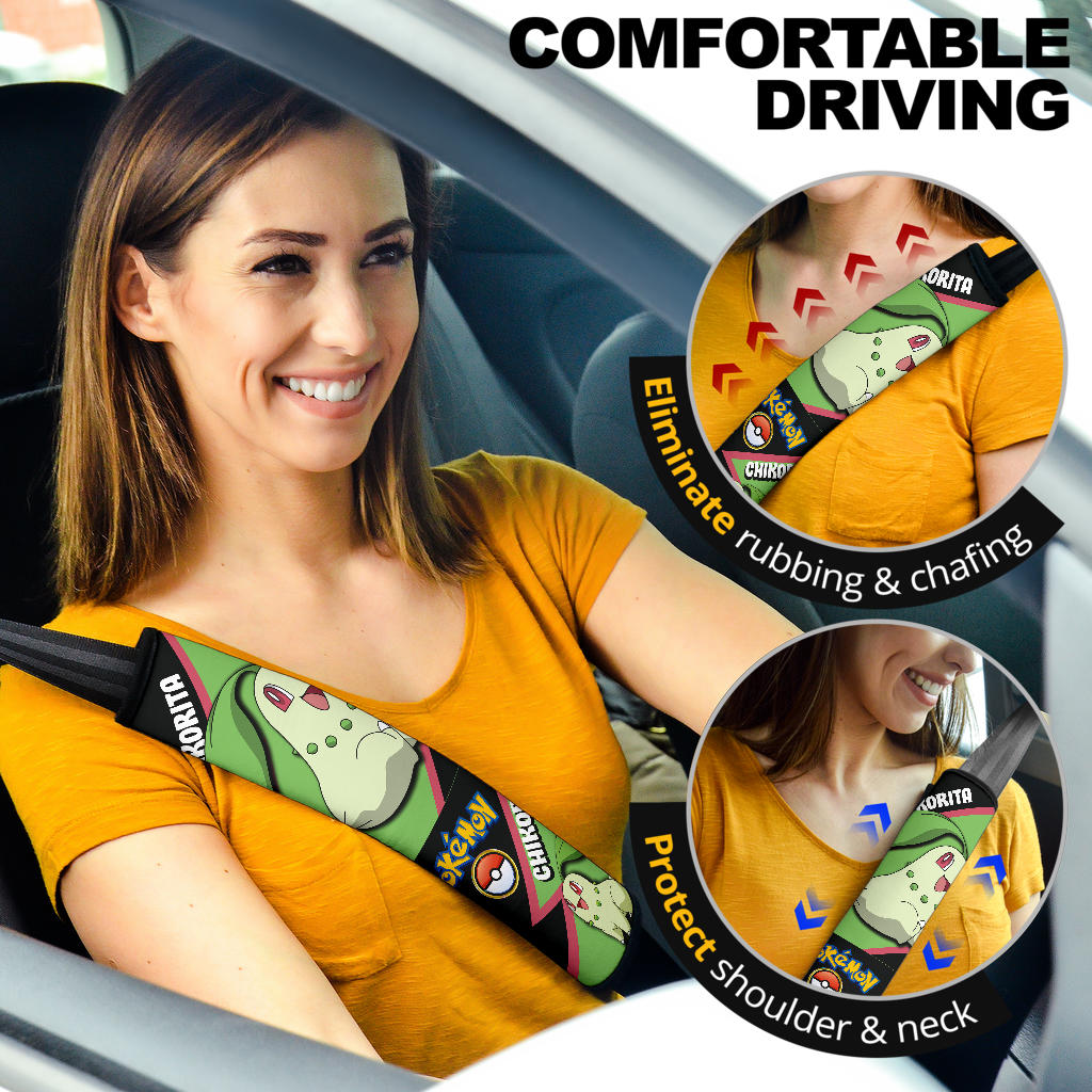 Chikorita car seat belt covers Anime Custom Car Accessories