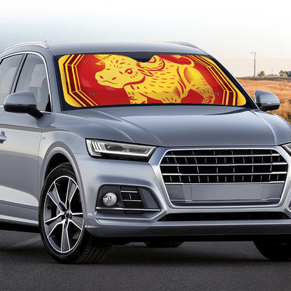 Chinese Ox Zodiac Symbol Print Car Windshield Sun Shade