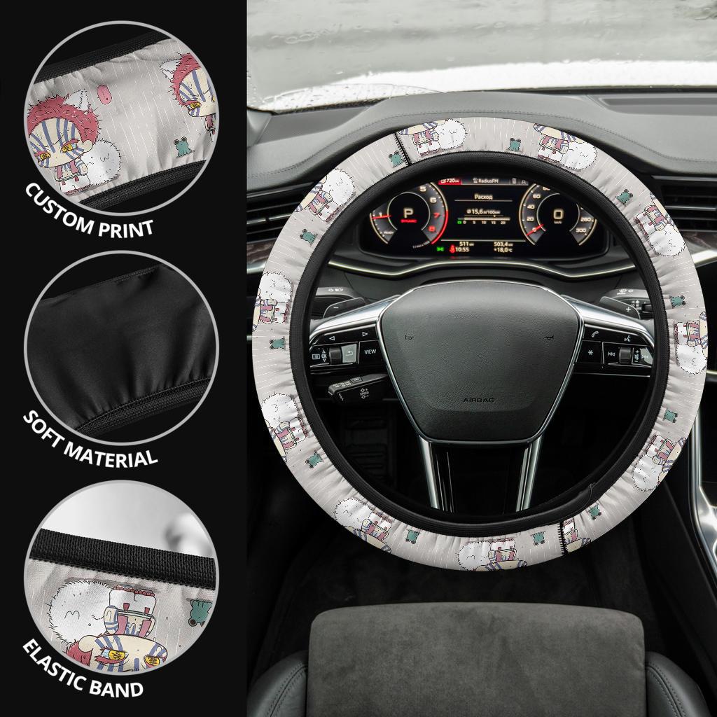 Chipi Akaza Demon Slayer Anime Car Steering Wheel Cover 1