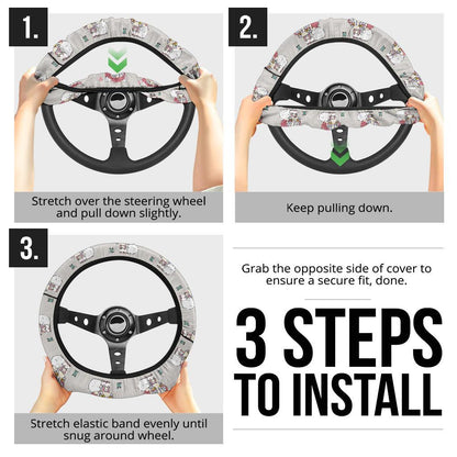 Chipi Akaza Demon Slayer Anime Car Steering Wheel Cover 1