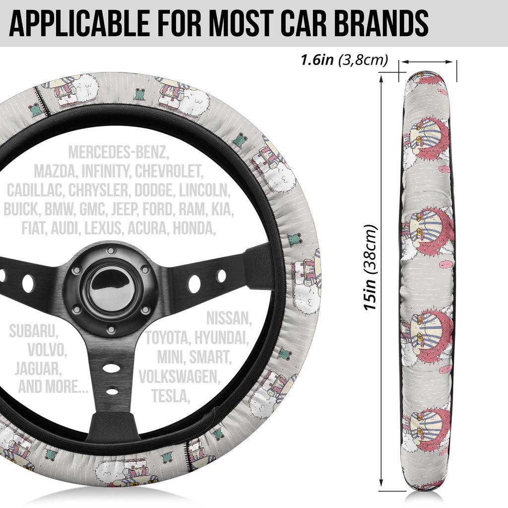 Chipi Akaza Demon Slayer Anime Car Steering Wheel Cover 1