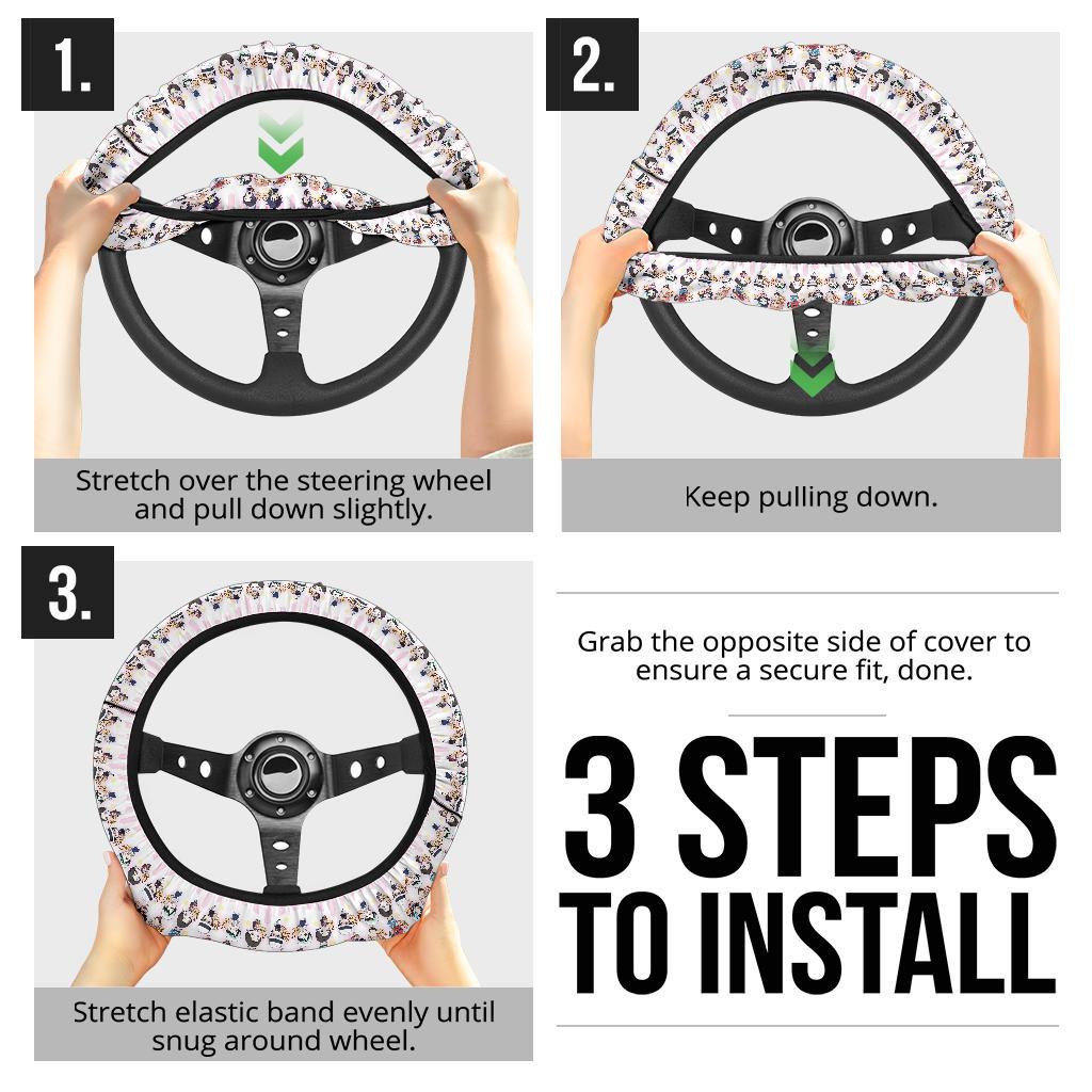 Chipi Demon Slayer Anime Car Steering Wheel Cover 1