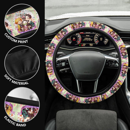 Chipi Demon Slayer Anime Car Steering Wheel Cover 2