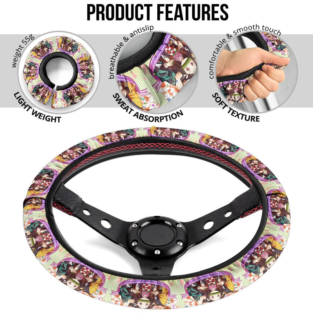 Chipi Demon Slayer Anime Car Steering Wheel Cover 2