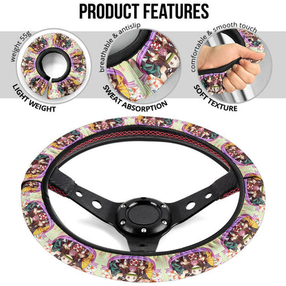 Chipi Demon Slayer Anime Car Steering Wheel Cover 2