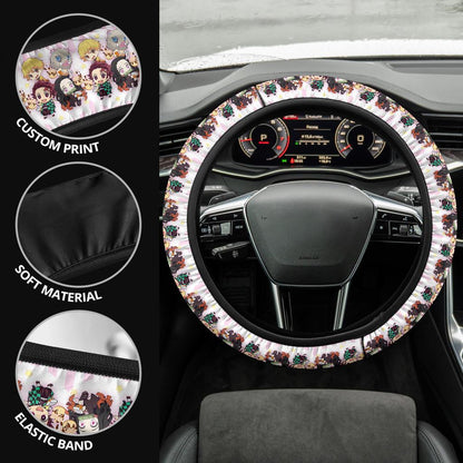Chipi Demon Slayer Anime Car Steering Wheel Cover 3