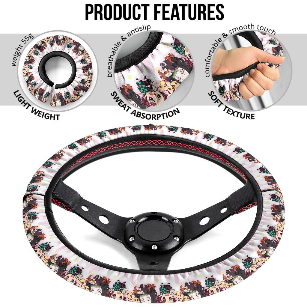 Chipi Demon Slayer Anime Car Steering Wheel Cover 3