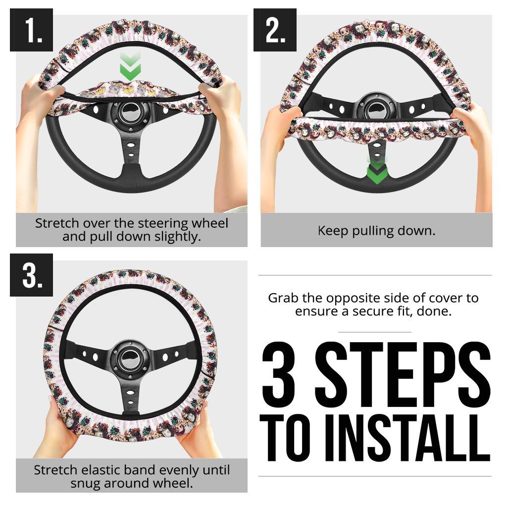 Chipi Demon Slayer Anime Car Steering Wheel Cover 3