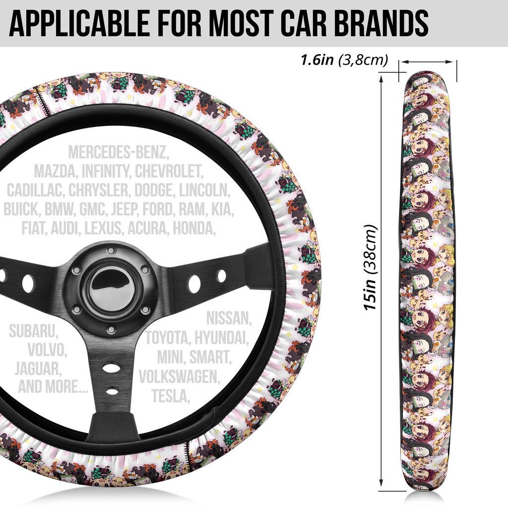 Chipi Demon Slayer Anime Car Steering Wheel Cover 3