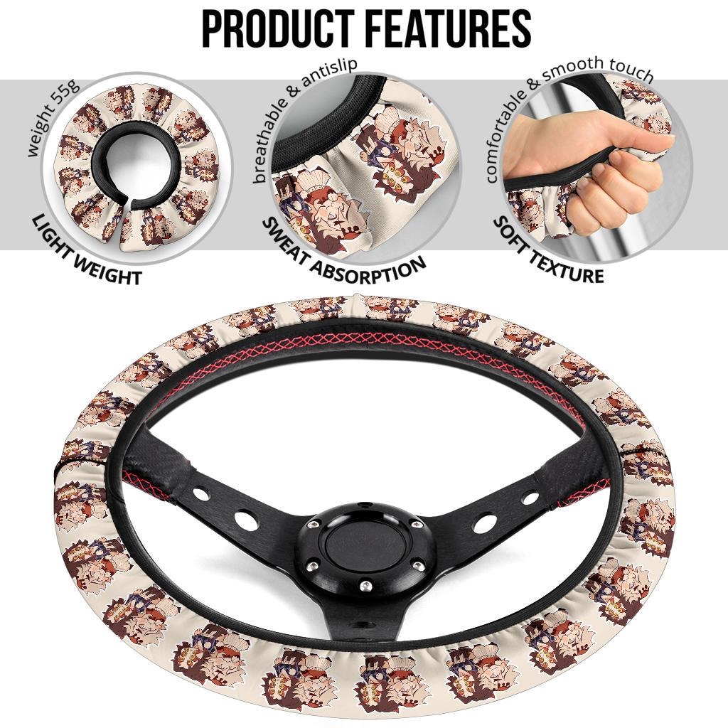 Chipi Doma And Kokushibo Demon Slayer Anime Car Steering Wheel Cover1