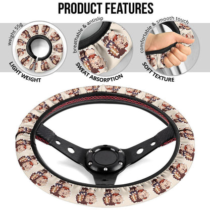 Chipi Doma And Kokushibo Demon Slayer Anime Car Steering Wheel Cover1