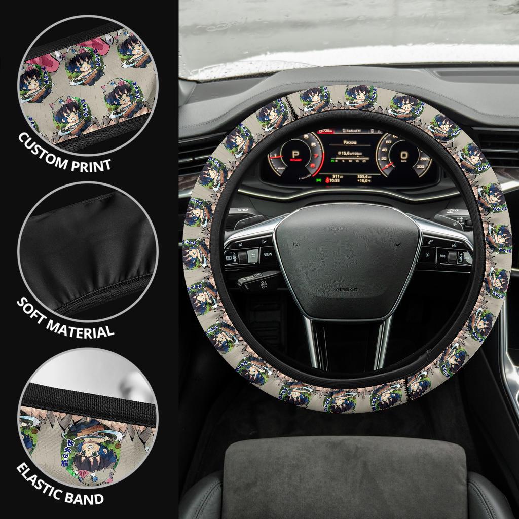 Chipi Hashibira Inosuke Demon Slayer Anime Car Steering Wheel Cover 1