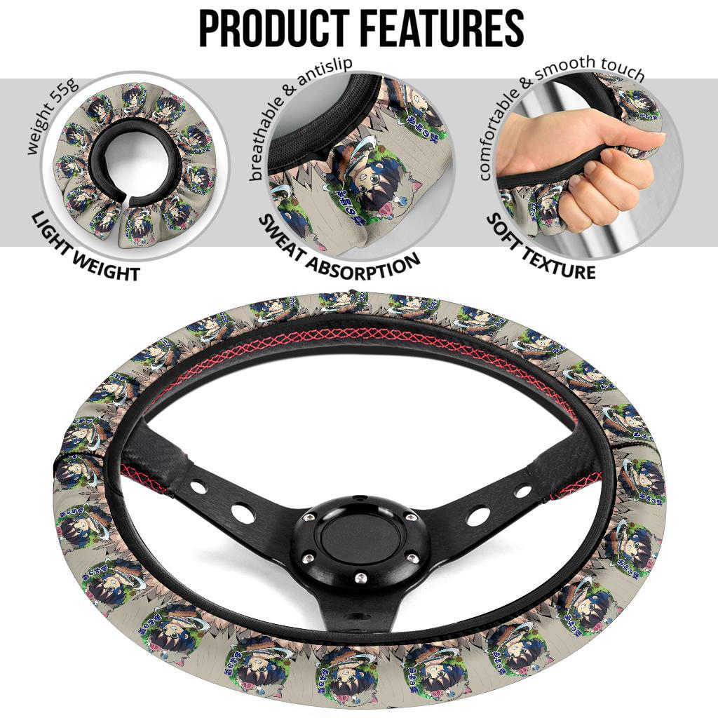 Chipi Hashibira Inosuke Demon Slayer Anime Car Steering Wheel Cover 1