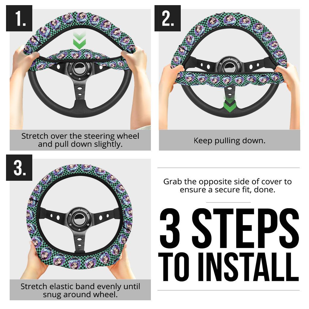 Chipi Kamado Tanjiro Demon Slayer Anime Car Steering Wheel Cover 1