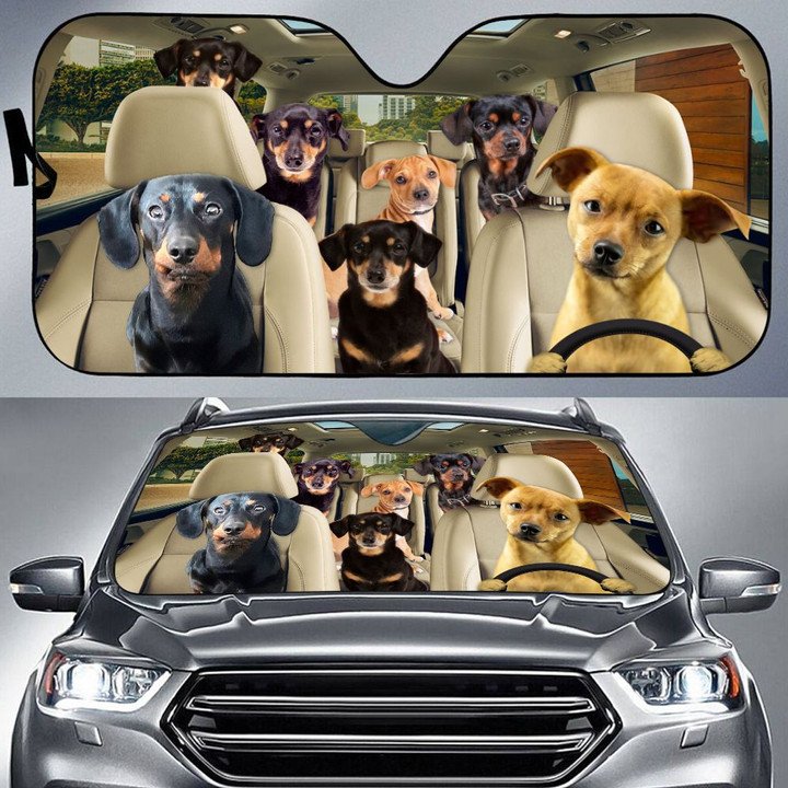 Chiweenie Car All Over Printed 3D Sun Shade