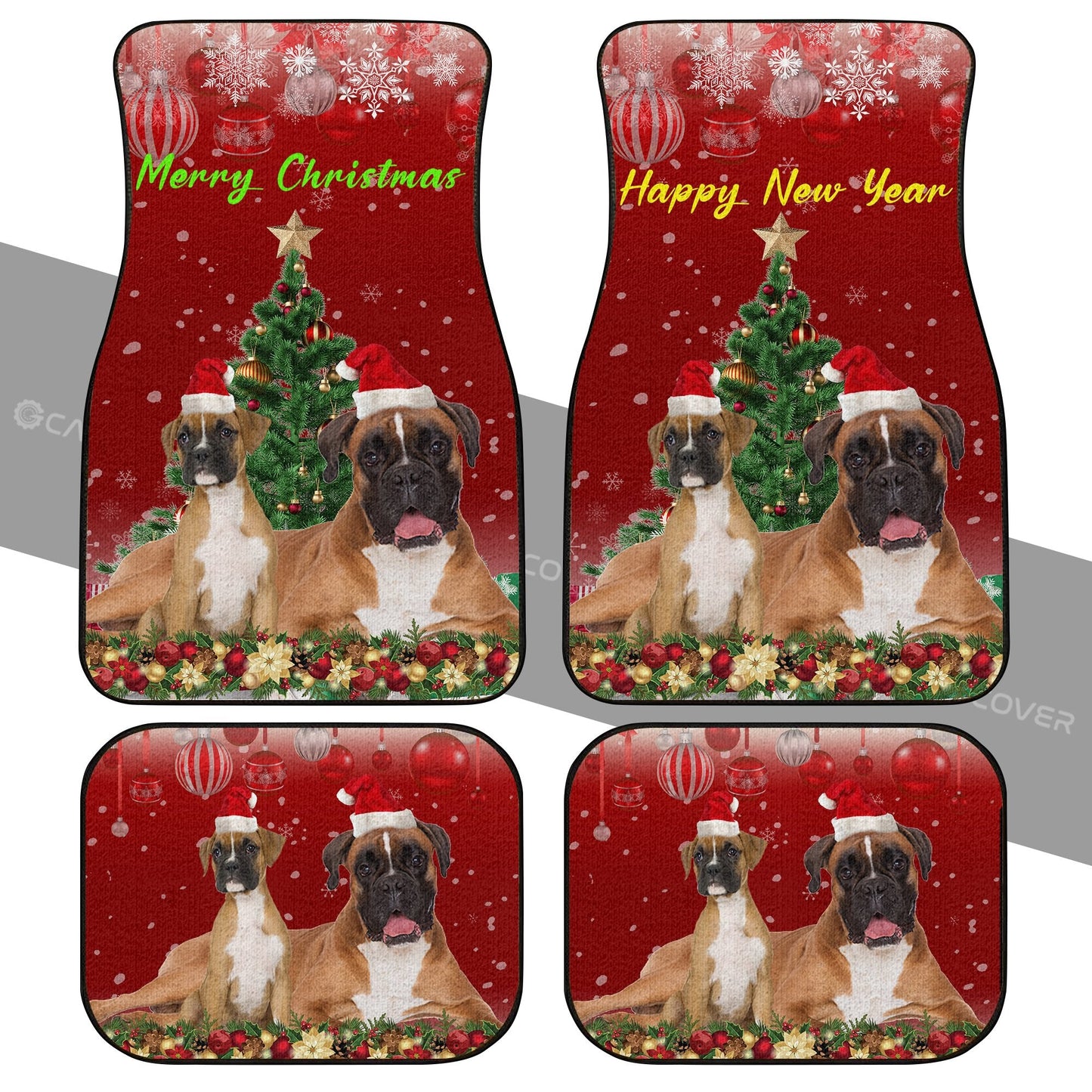 Christmas Boxers Dog Car Floor Mats Custom Car Accessories