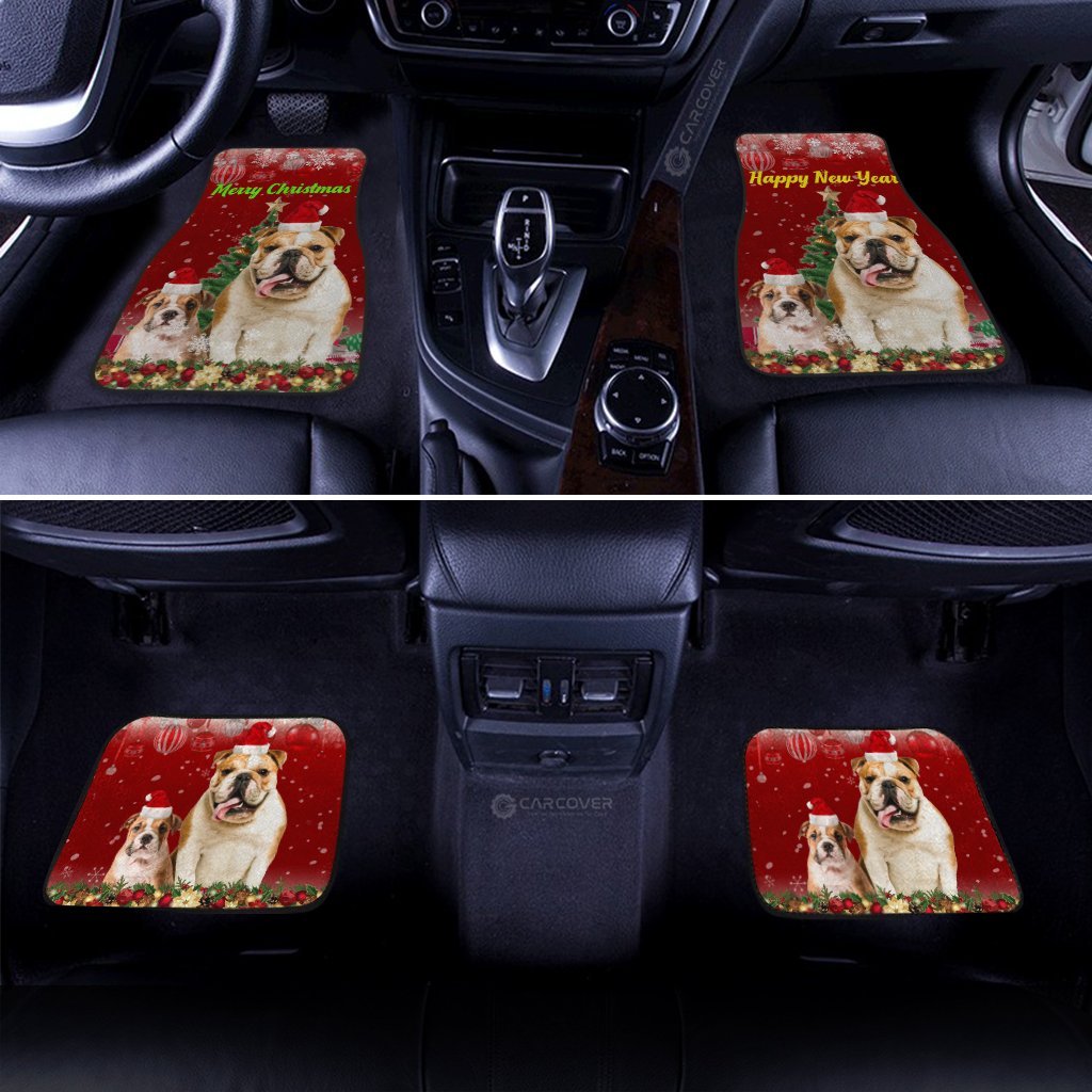 Christmas Bulldogs Car Floor Mats Custom Car Interior Accessories For Dog Lovers