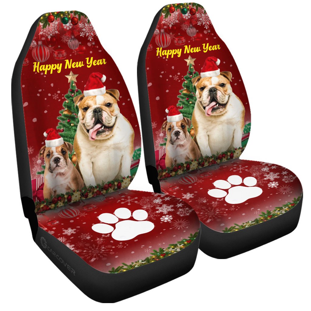 Christmas Bulldogs Car Seat Covers Custom Car Interior Accessories For Dog Lovers