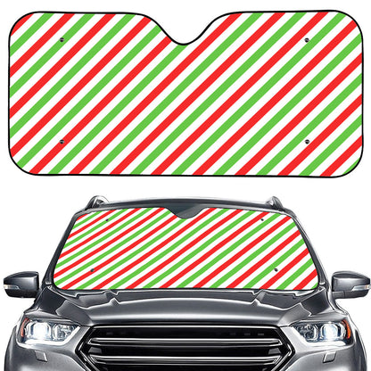 Christmas Candy Cane Striped Print Car Windshield Sun Shade