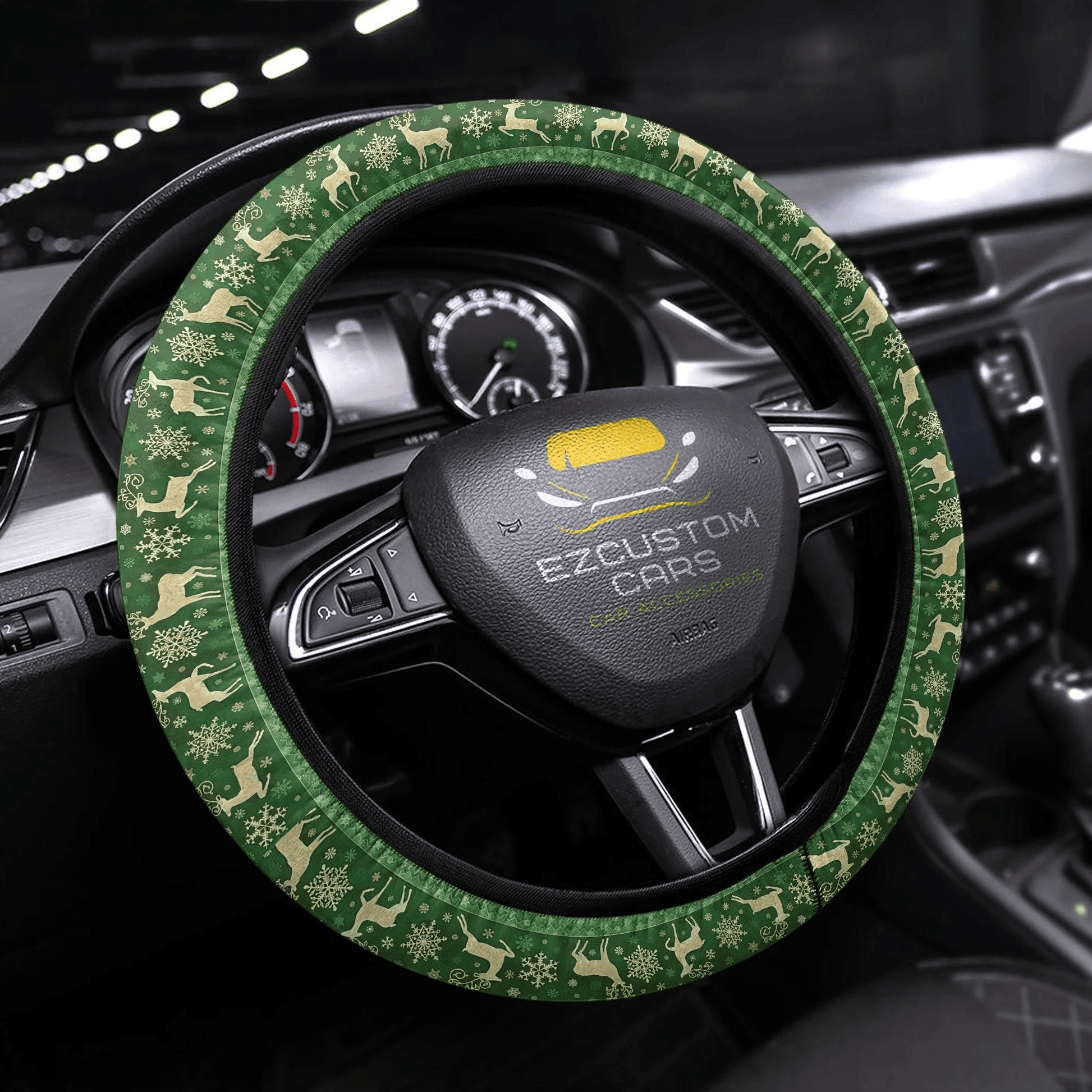 Christmas Car Accessories Steering Wheel Cover Christmas Deer Pattern