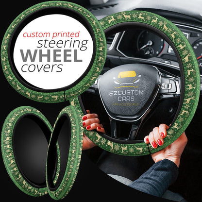 Christmas Car Accessories Steering Wheel Cover Christmas Deer Pattern