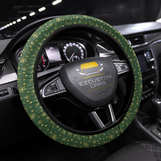 Christmas Car Accessories Steering Wheel Cover Christmas Pattern Blue