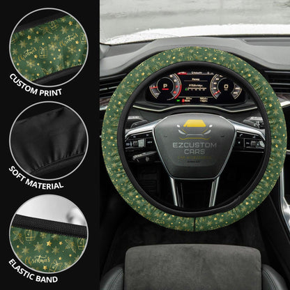 Christmas Car Accessories Steering Wheel Cover Christmas Pattern Blue