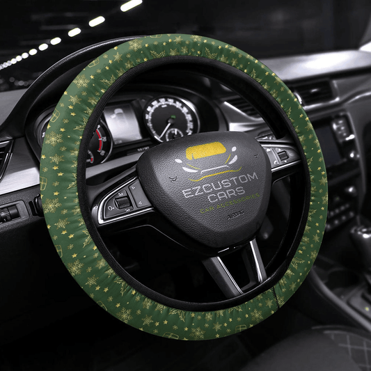 Christmas Car Accessories Steering Wheel Cover Christmas Pattern Blue
