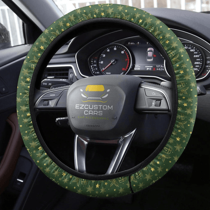 Christmas Car Accessories Steering Wheel Cover Christmas Pattern Blue