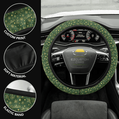 Christmas Car Accessories Steering Wheel Cover Christmas Pattern Blue