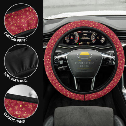 Christmas Car Accessories Steering Wheel Cover Christmas Pattern Red
