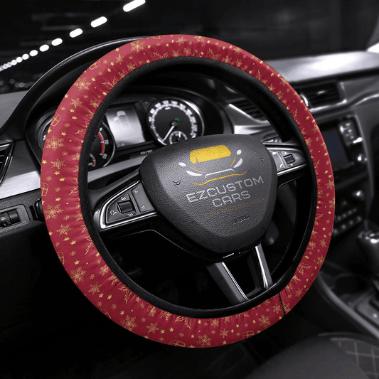 Christmas Car Accessories Steering Wheel Cover Christmas Pattern Red